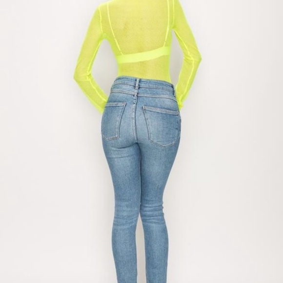 Lime Green Long-Sleeve Mesh bodysuit!!!! - Picture 2 of 2